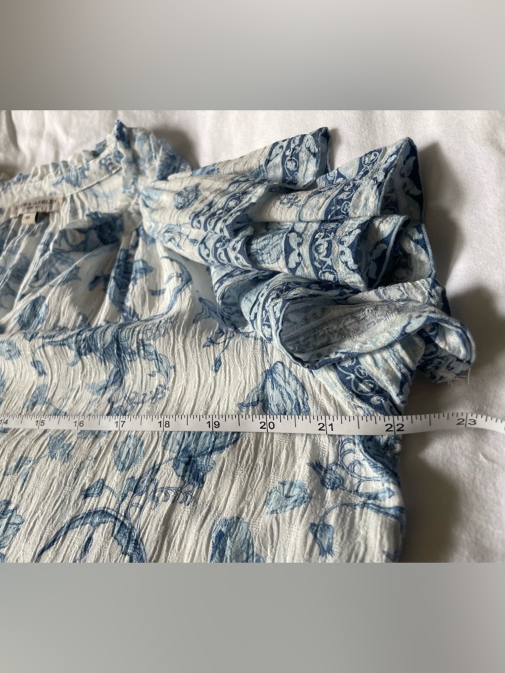Laura Ashley White Toile Floral Printed Blouse - Picture 5 of 8